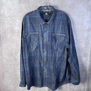 Rock & Republic Button Shirt Mens XXL Gray Plaid Long Sleeve